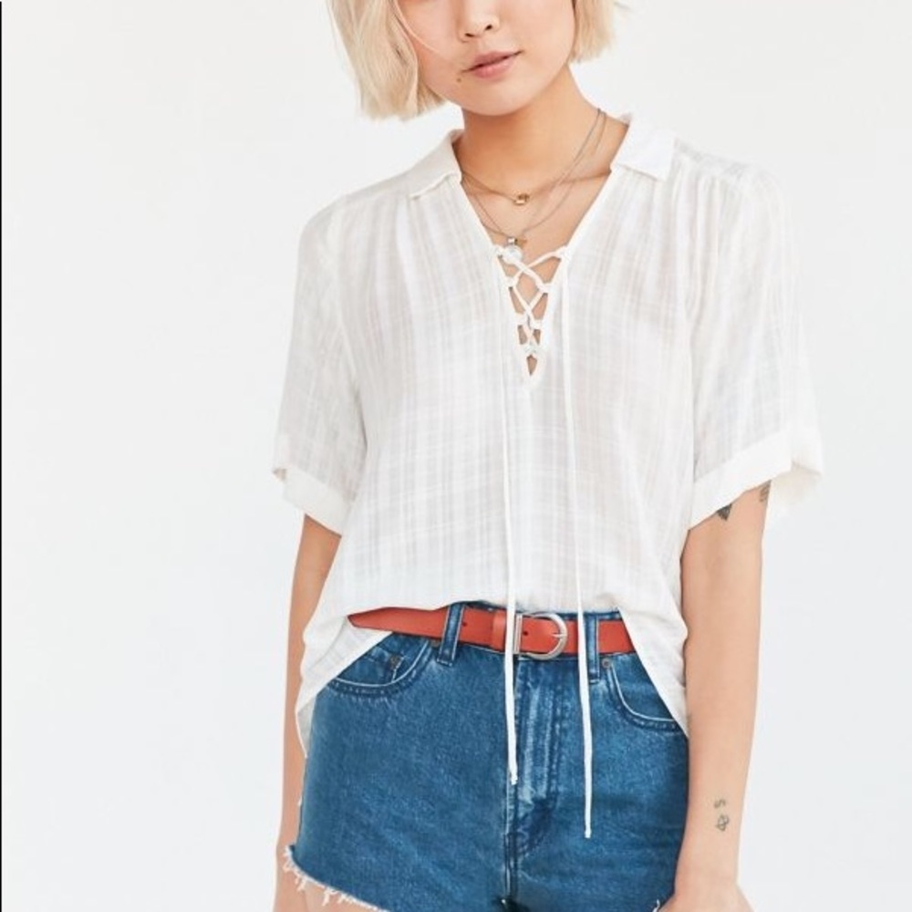 Urban Outfitters Ecote White Lace-Up Top